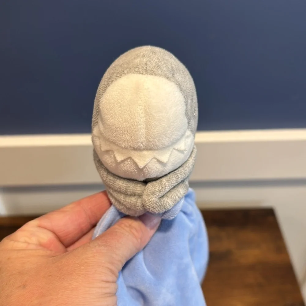 Carters Baby Lovey Gray White Shark Toy Blue Security Blanket Rattle Toy Fish